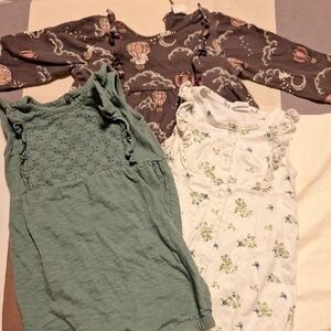18 month bundle! 2 rompers (carters and starting out) , 1 bunny shirt (H&M)